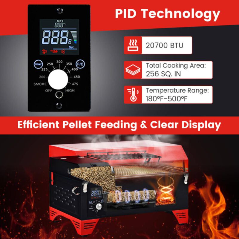 Hivvago Outdoor Portable Tabletop Pellet Grill and Smoker with Digital Control System for BBQ