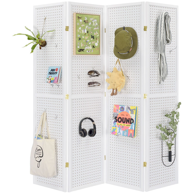 Legacy Decor 4 Panels Room Divider Folding Screen Pegboard Insert
