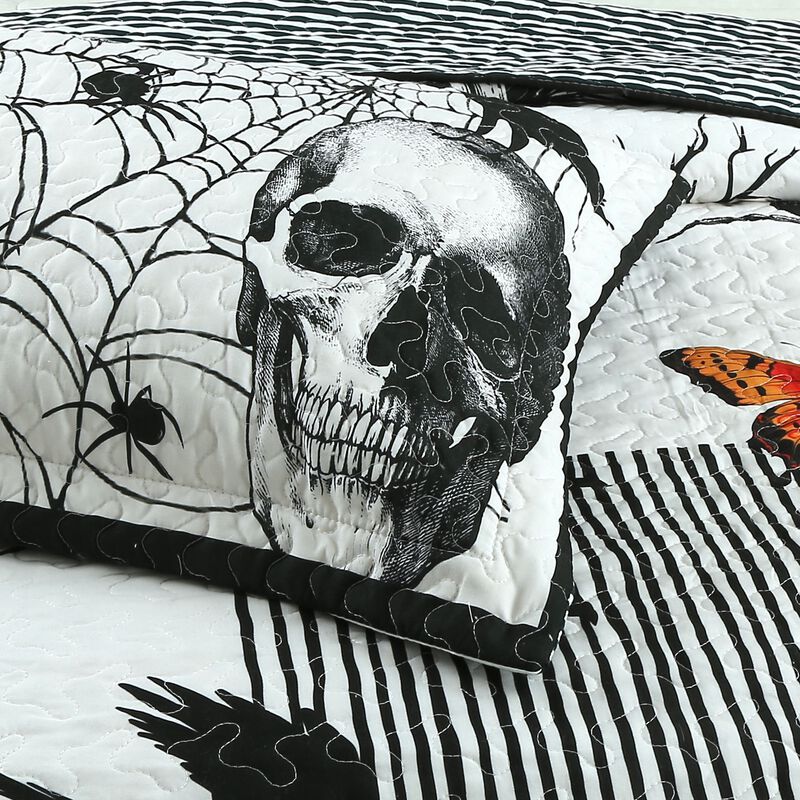 Marcielo 3 Pcs Halloween Themed Quilt Bedspread Set Queen