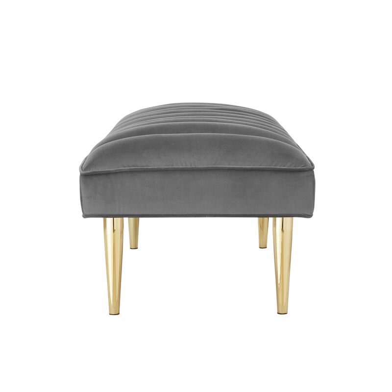 Nicole Miller Brentley Velvet Channel Tufted Bench