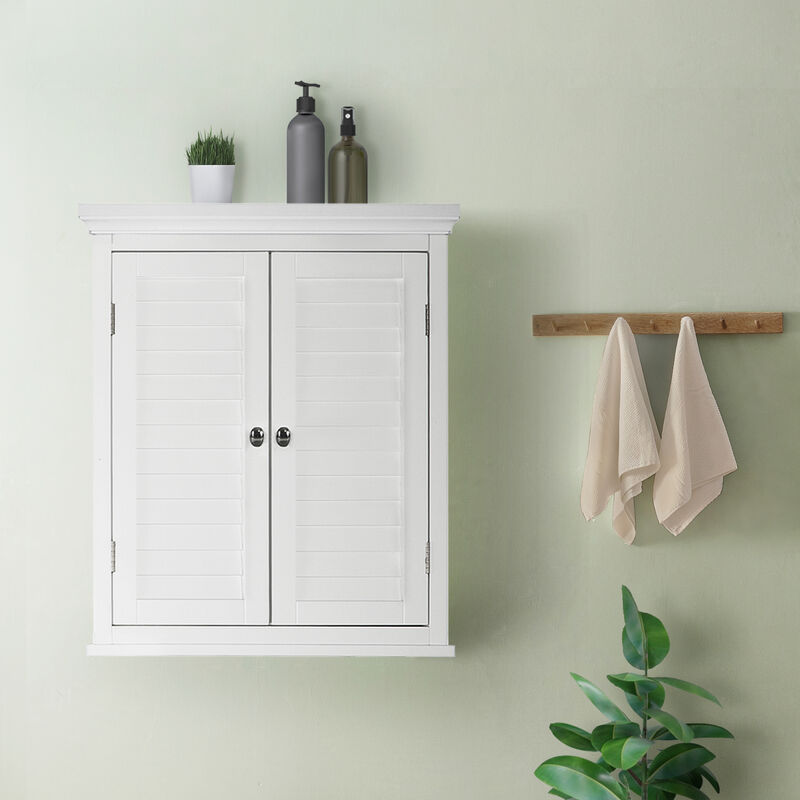 Teamson Home Glancy Two Shutter Doors Removable Wooden Wall Cabinet White