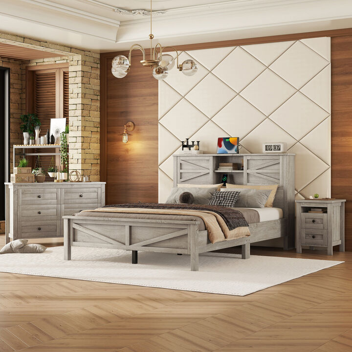 Farmhouse Queen Bedroom Set, Gray