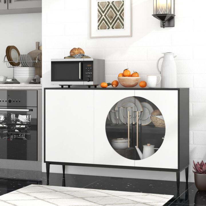 Hivvago Sideboard Cabinet with Tempered Glass Door for Living Room Dining Room Kitchen
