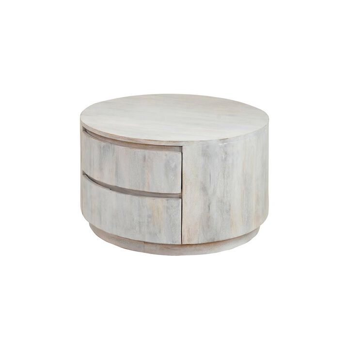 Carolina Living Christa 2-Drawer 30 Round Coffee Table - Whitewash