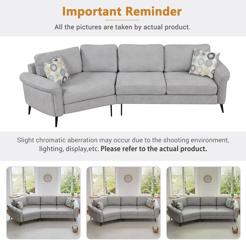 Merax Upholstered 3-seater Sofa Curved Sofa Couch