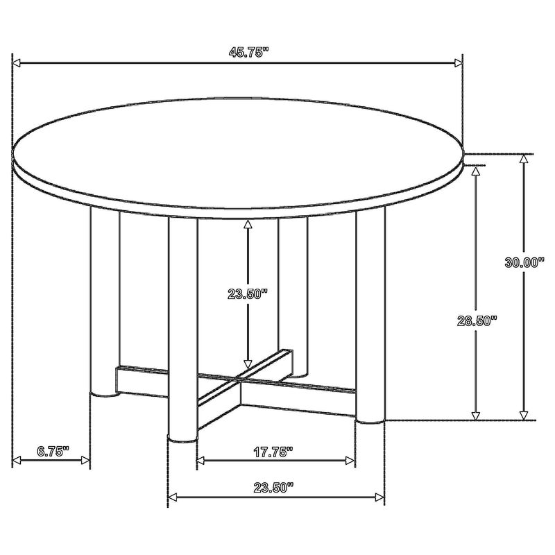 Billie Dining Table, Brown Wood Frame, Cross Legs, Round 46 Inch - Benzara