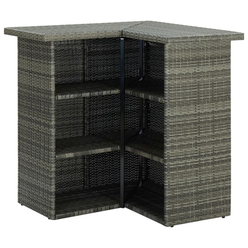vidaXL 4 Piece Garden Bar Set with Cushions Poly Rattan Gray