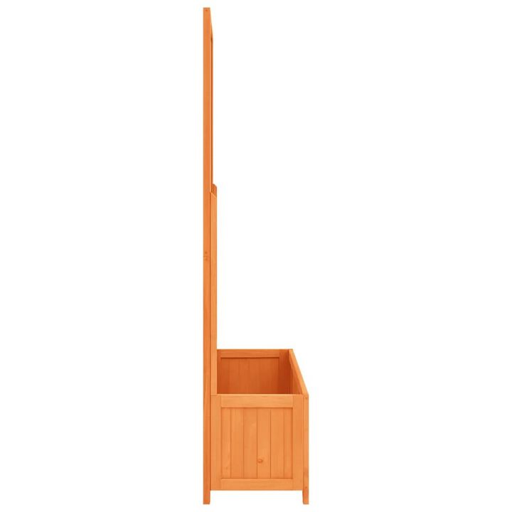 Simi Outdoor Garden Flower Bed Planter with Trellis 28 Inch Brown Wood - Benzara