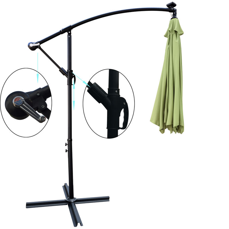 10 FT Outdoor Patio Umbrella Solar Powered LED Lighted Sun Shade Market Waterproof 8 Ribs