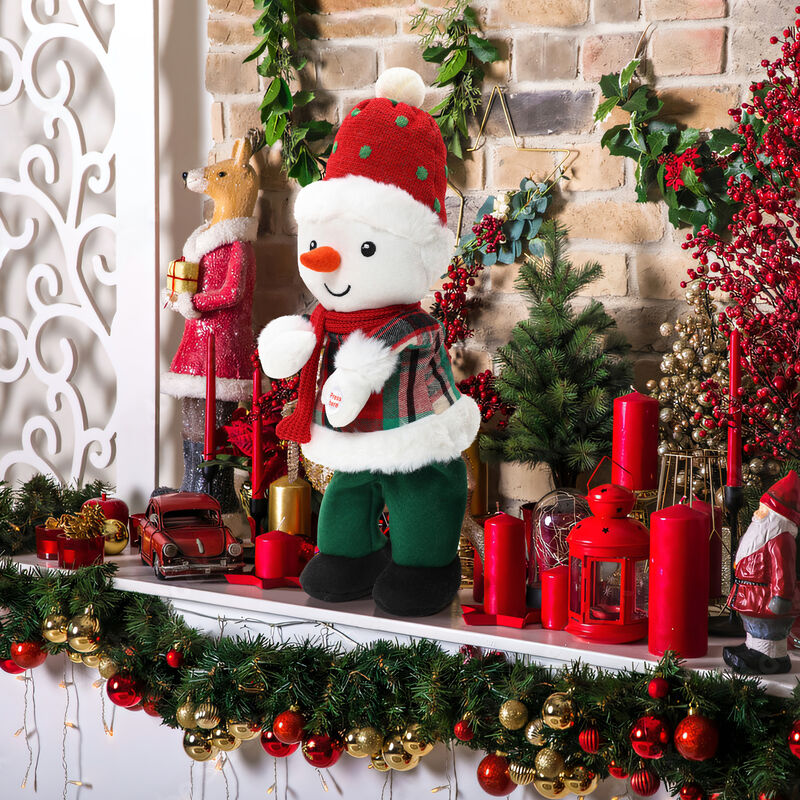 LuxenHome Animated Singing 16" Tall Snowman Holiday Decoration, Battery Operated