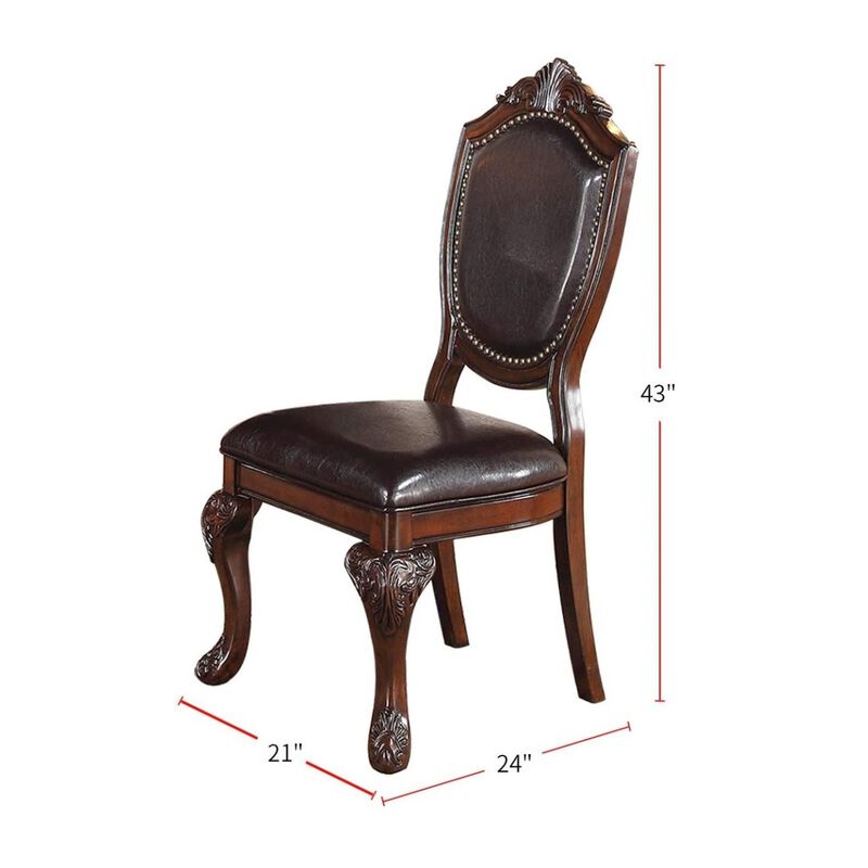 Royal Majestic Formal Set Of 2 Side Chairs Brown Rubberwood Dining Room Furniture