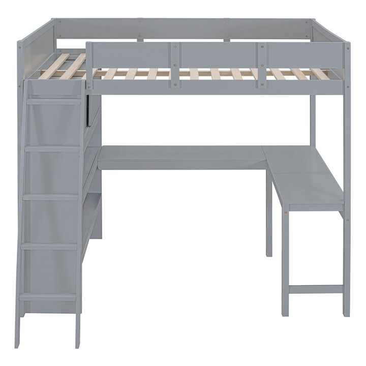 Merax Loft Bed with Desk and Shelf