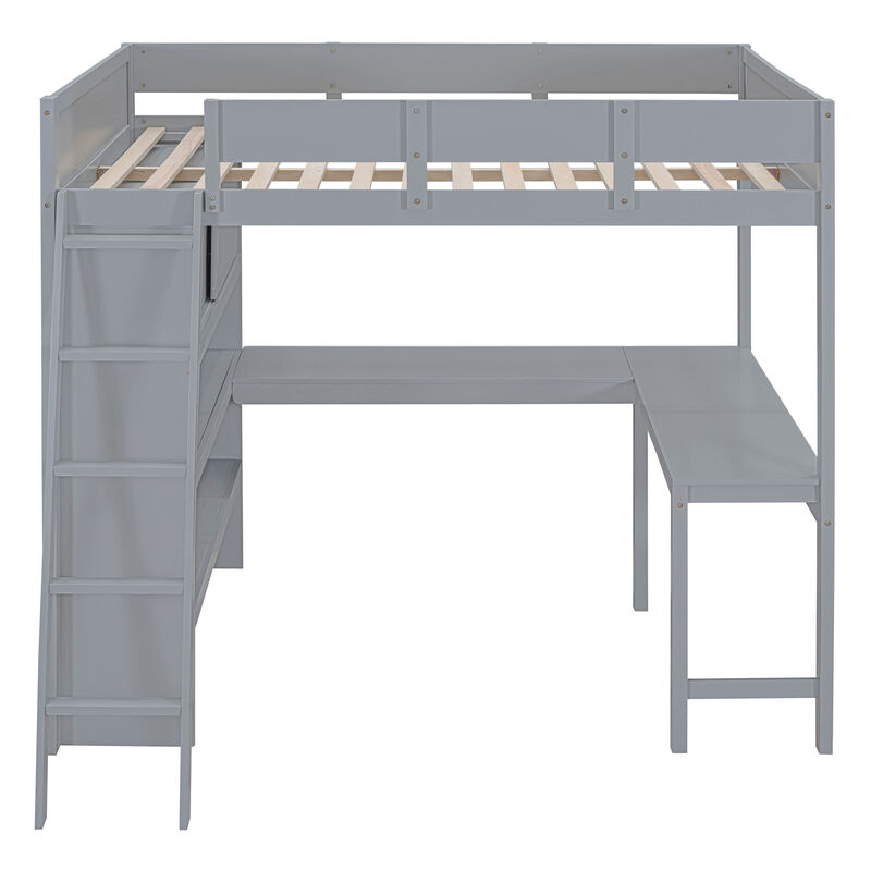 Merax Loft Bed with Desk and Shelf