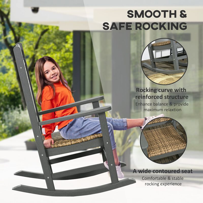 Outdoor Rocking Duo: HDPE Frame Chairs with Padded Seats & PE Rattan