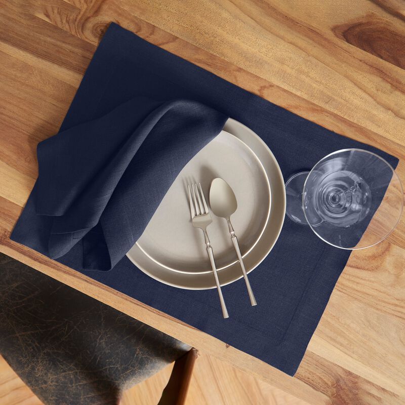 Solino Home 100% Pure Linen Placemats  Set of 4, 14 x 19 Inch | Sonoma