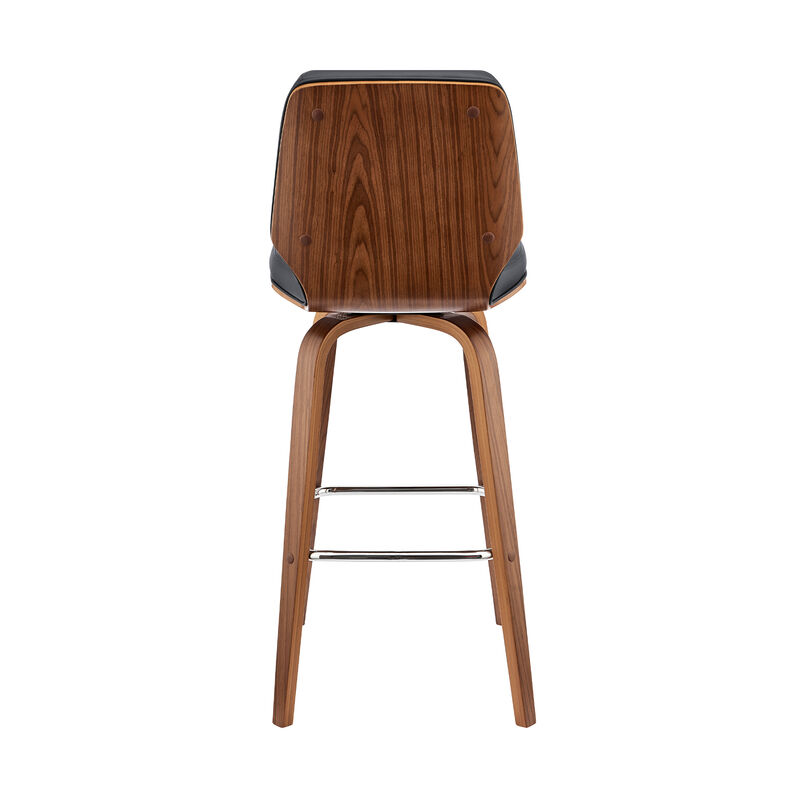 Renee Swivel Cream Faux Leather and Walnut Wood Bar Stool