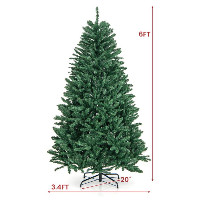 Hivvago 6 Feet Hinged Artificial Christmas Tree with Solid Metal Stand