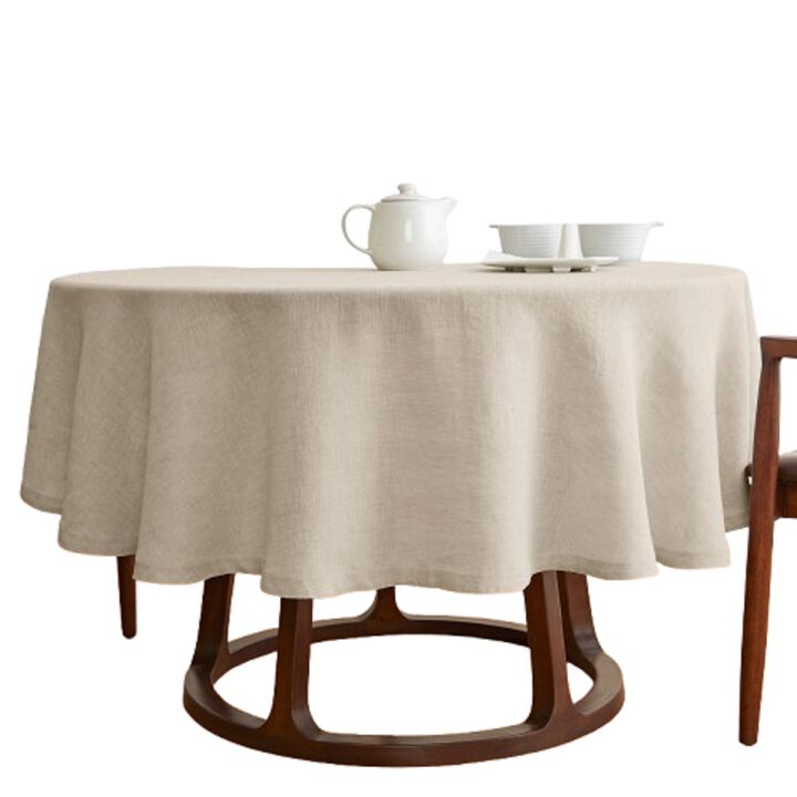 Solino Home 100% Pure Linen Round Tablecloth | Sonoma