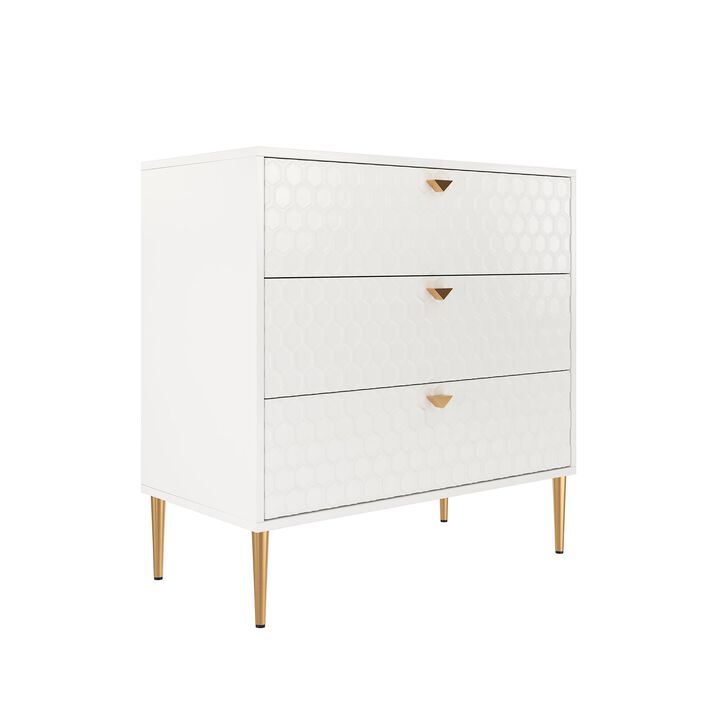 White Accent Storage Cabinet with 3-Drawer Chest