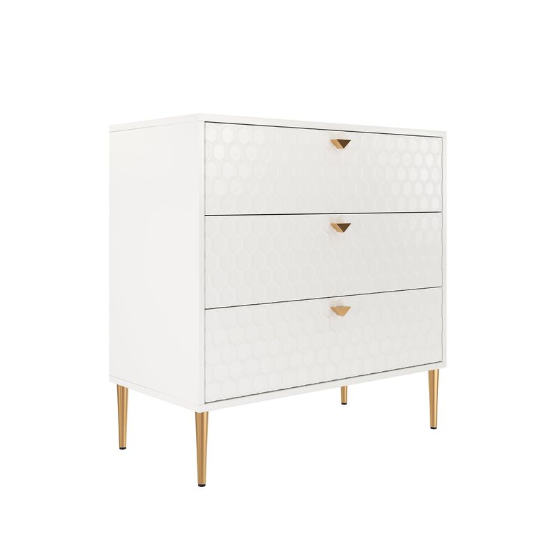 White Accent Storage Cabinet with 3-Drawer Chest