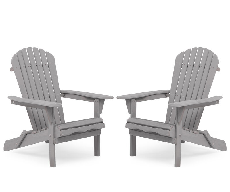 Solid Cedar Wood Folding Adirondack Chair Set for Patio or Garden