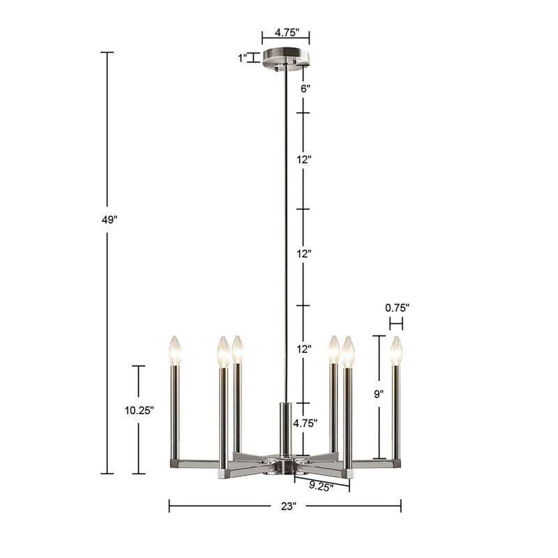Renzetti 6-Light Contemporary Candelabra Style Chandelier