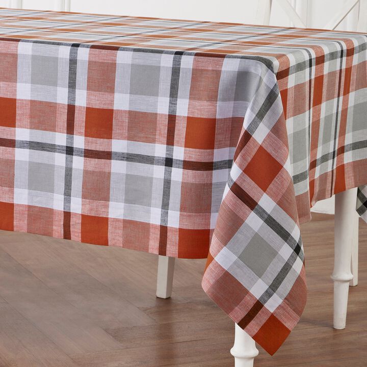 Solino Home 100% Pure Linen Tablecloth | Fall Buffalo Check