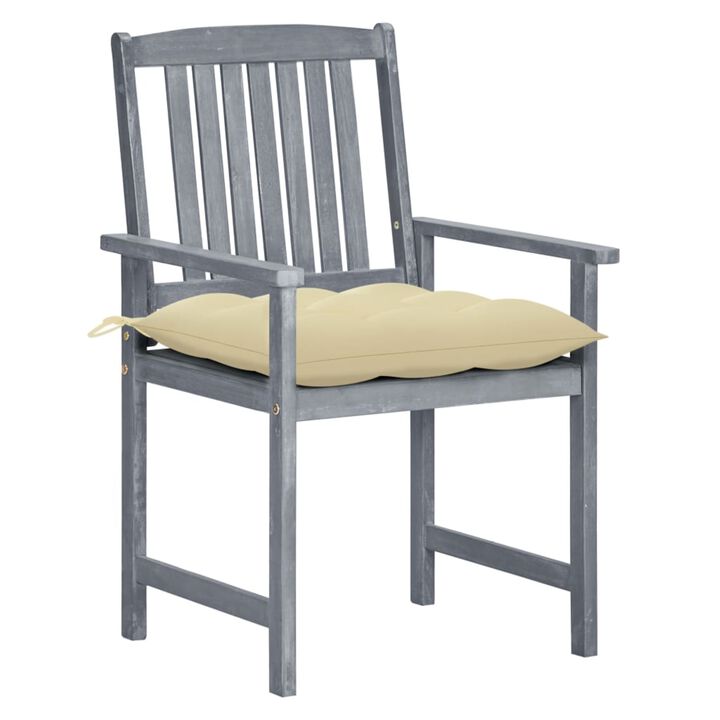 vidaXL Garden Chairs with Cushions 8 pcs Solid Acacia Wood Gray
