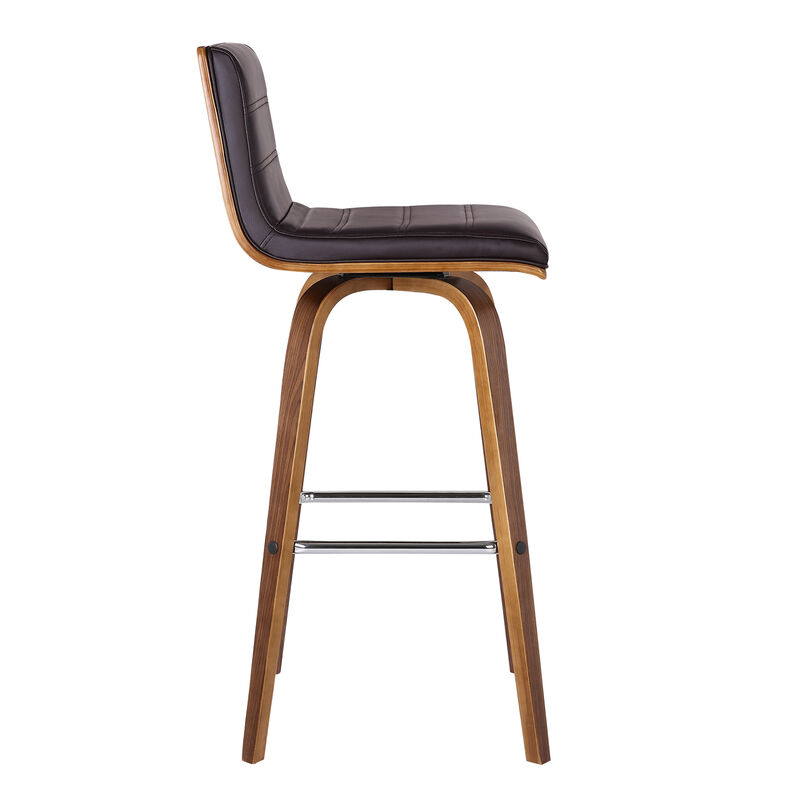 Vienna  Counter Height Swivel Cream Faux Leather and Walnut Wood Bar Stool