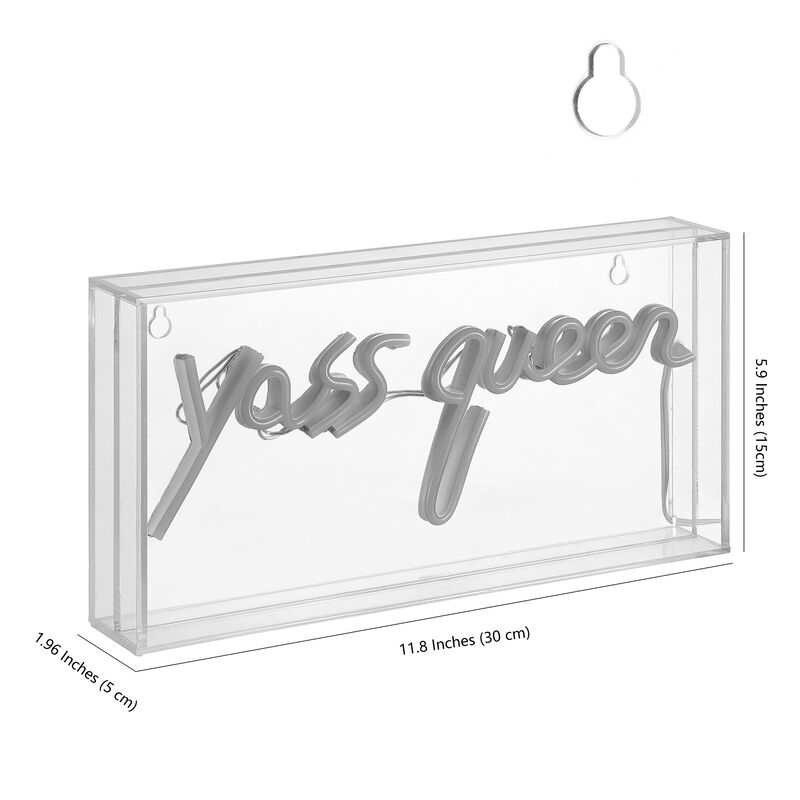 Yass Queen 11.8" Contemporary Glam Acrylic Box USB Operated LED Neon Light