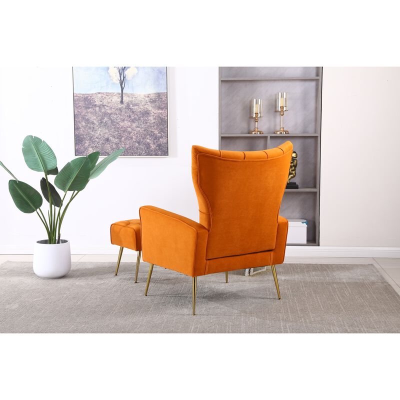 Modern Accent Chair With Ottoman, Comfy Armchair For Living Room, Bedroom, Apartment, Office