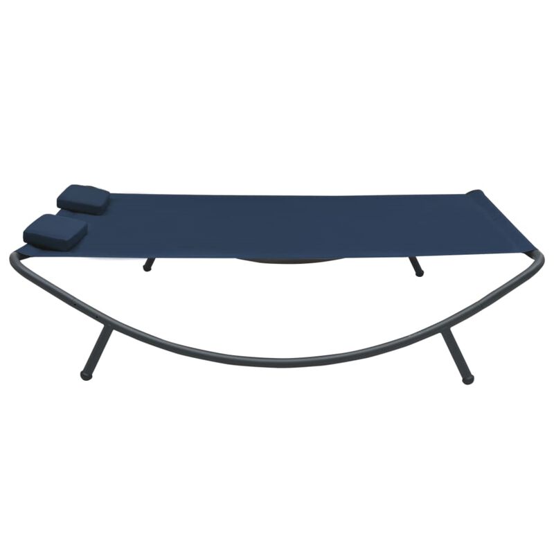 vidaXL Outdoor Patio Lounge Bed in Blue - Weather-Resistant Fabric and Powder-Coated Steel Frame - Scandinavian Style, Easy Maintenance