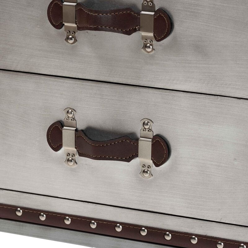 Baxton Studio Jacey Vintage Silver Metal 2 Drawer End Table