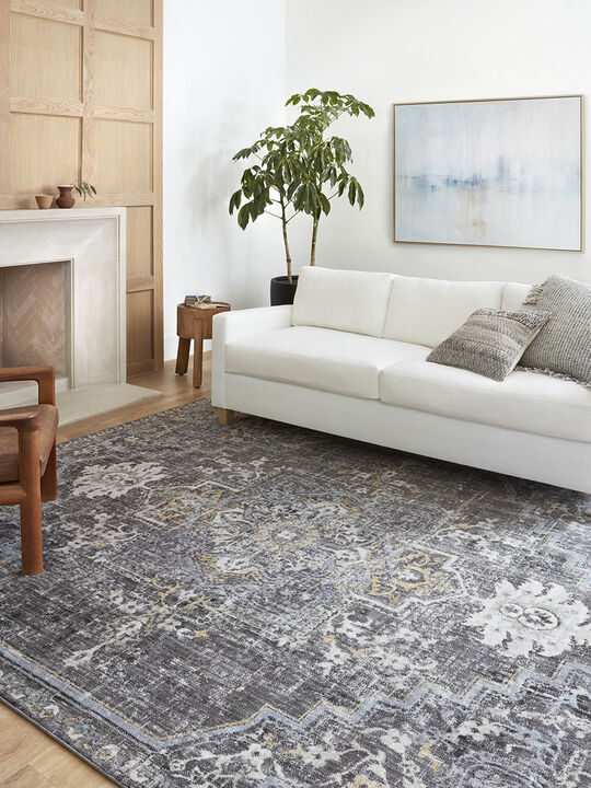 Cassandra CSN02 Charcoal/Gold 18" x 18" Sample Rug