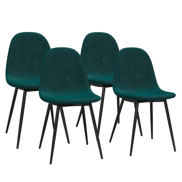 REALROOMS Brandon Upholstered 4-Piece Dining Chairs, 4-Pack, White Faux Leather