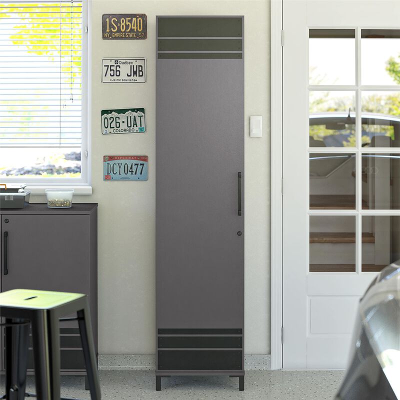 Shelby Tall 1 Door Garage Storage Cabinet, Graphite Gray