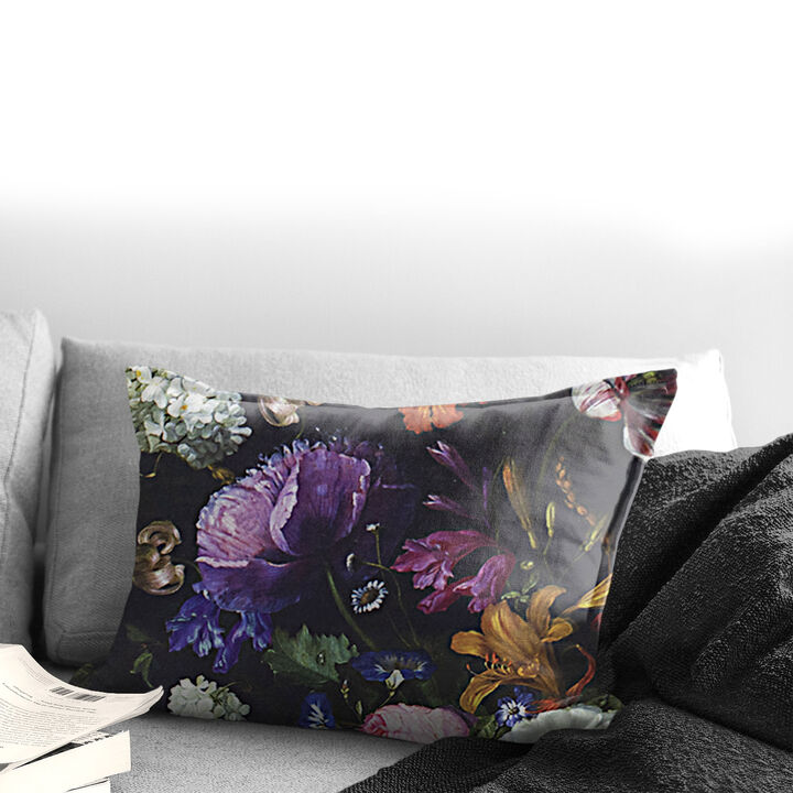 6ix Tailors Fine Linens Crystal's Bouquet Black/Floral Decorative Throw Pillows