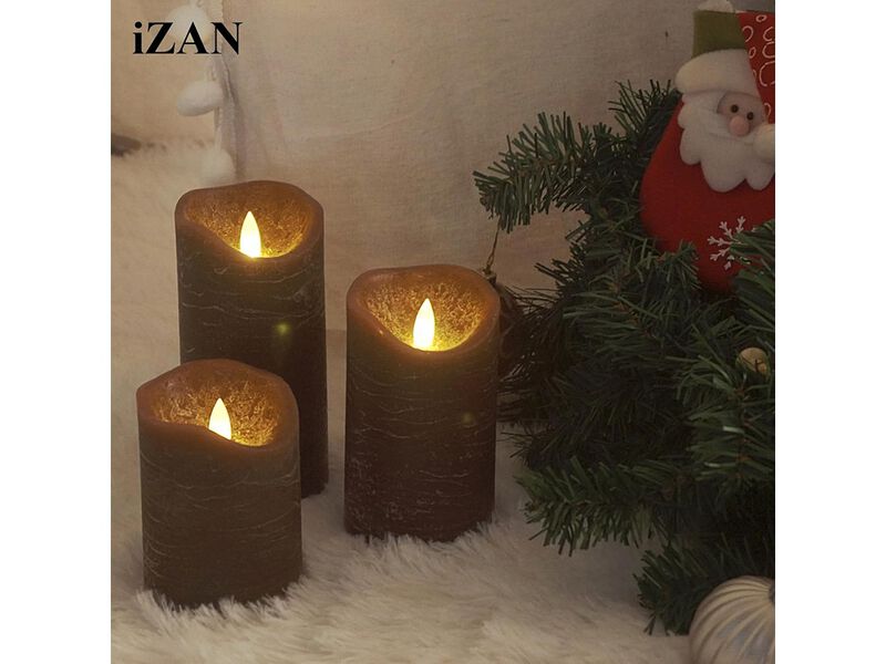 iZAN 3 Pack Real Wax Flameless Candles Battery Operated LED