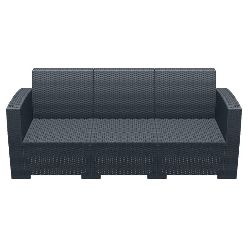 55" Gray Outdoor Patio Sofa with Natural Beige Sunbrella Cushion