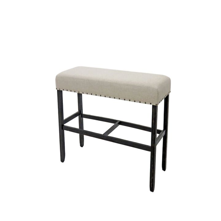 Sania II Rustic Counter Ht. Bench, Antique Black Finish-Benzara