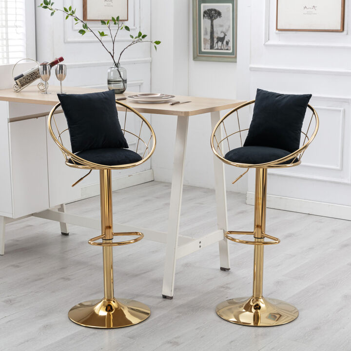 Velvet Bar Chair, Pure Plated, Unique Design, 360 Degree Height
