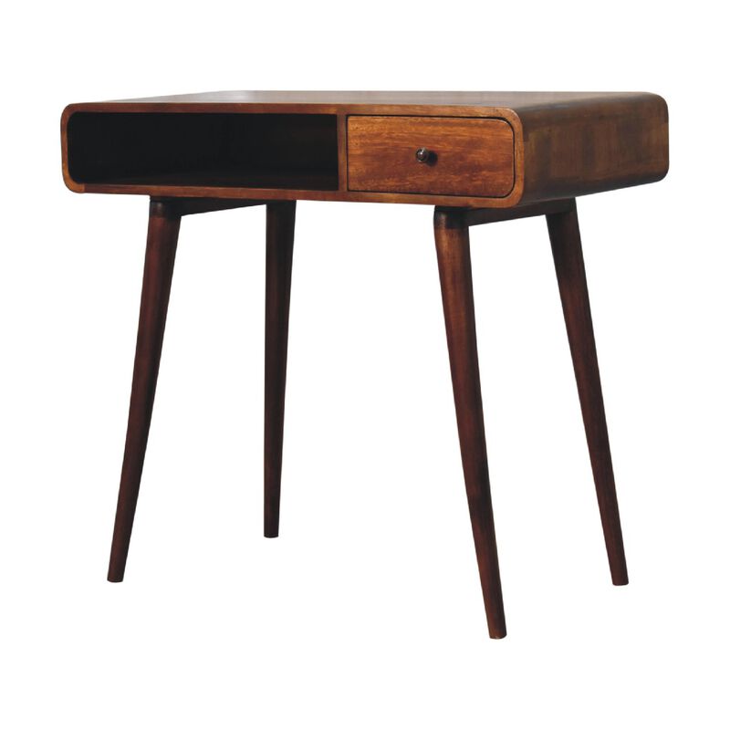 Artisan Furniture Curved Chestnut One Drawer Solid Wood Writing Desk