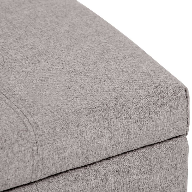 Simpli Home Dover Storage Ottoman Bench In Cloud Grey Linen Look Fabric