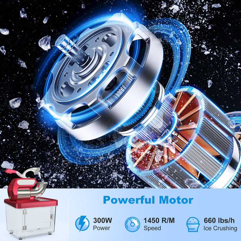 300W Commercial Ice Crusher with Dual Blades and Safety Switch