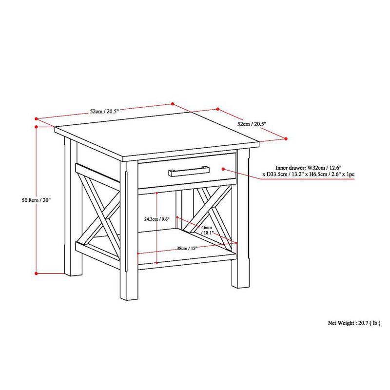 Simpli Home Kitchener Solid Wood End Table In Light Golden Brown