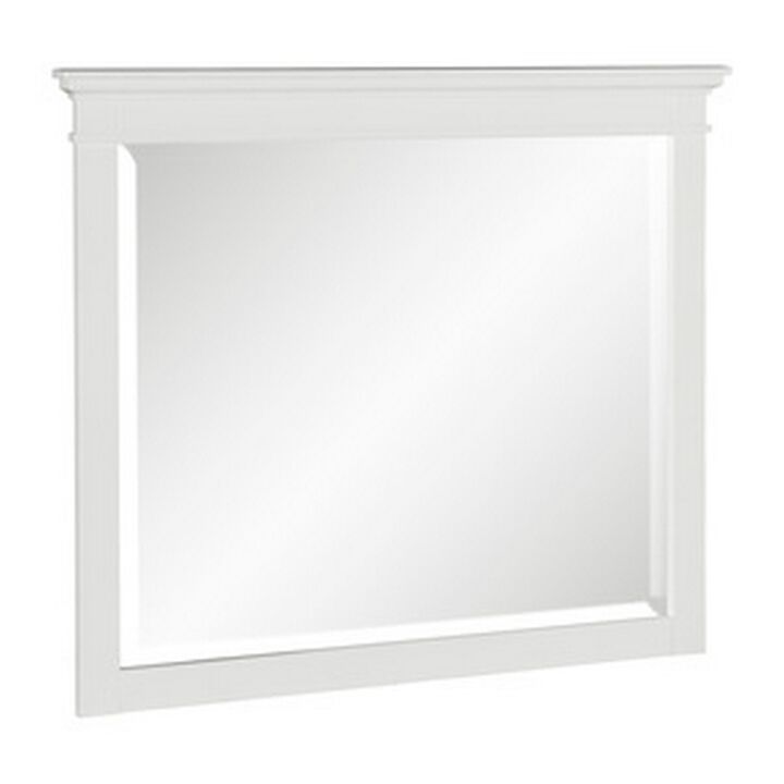 Candy 43 Inch Classic Accent Mirror, Rustic Minimalist Design, Crisp White-Benzara