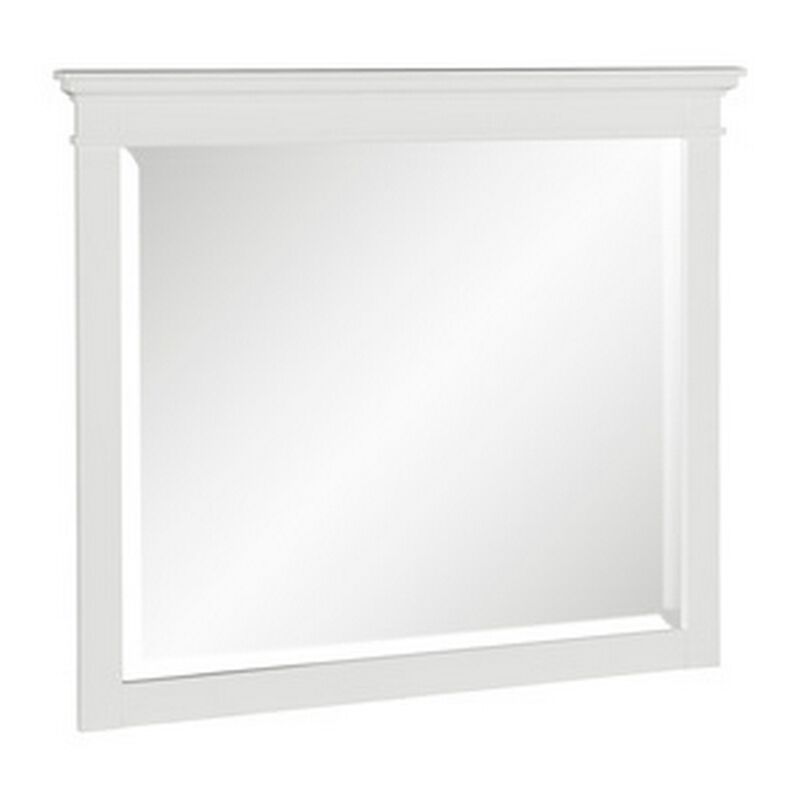 Candy 43 Inch Classic Accent Mirror, Rustic Minimalist Design, Crisp White-Benzara