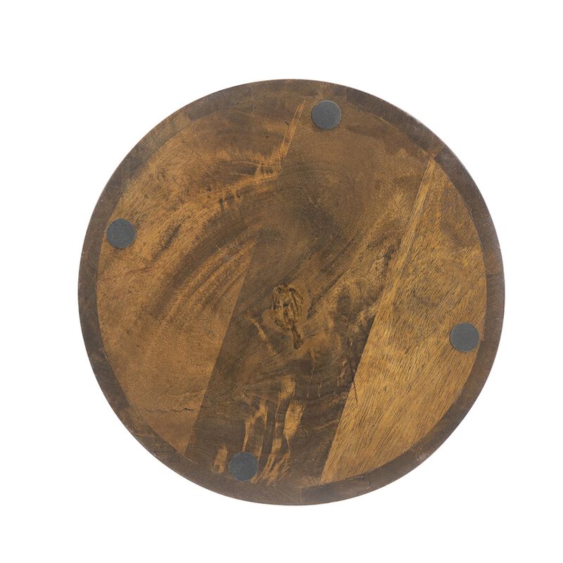 Benjara 18 Inch Side Accent Table, Round Mango Wood Top, Cone Base, Brown Finish