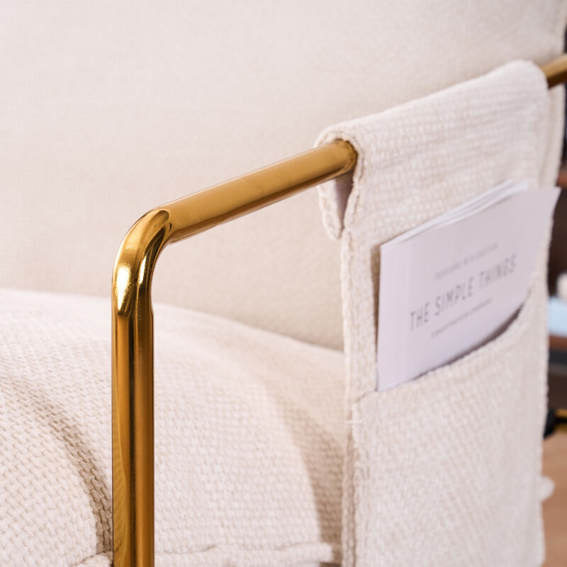 Hanging Armchair Set of 2 with Arm Pockets Gold Metal Frame and Soft Cushions