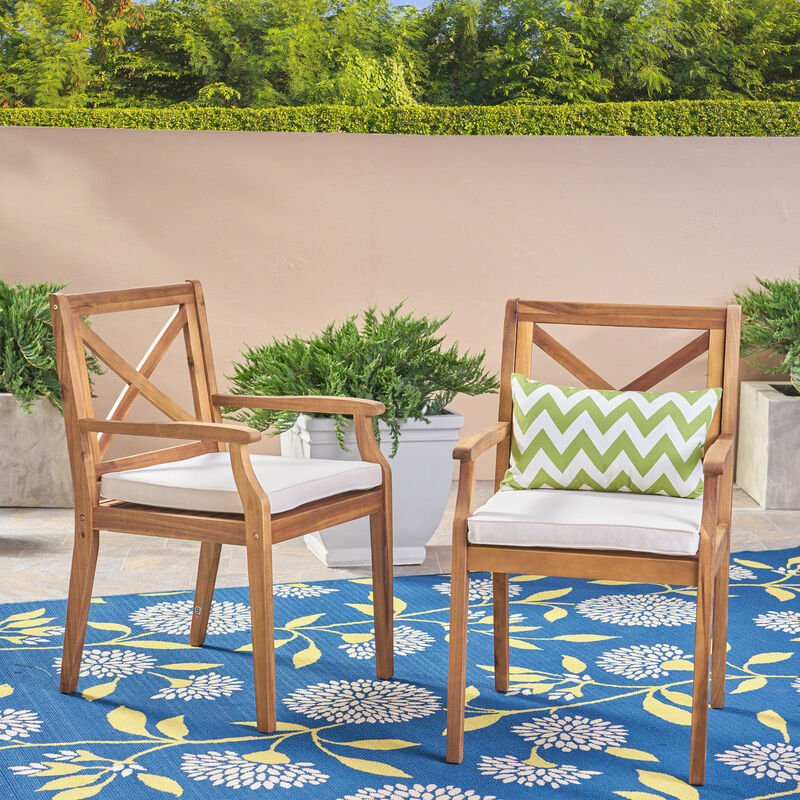 Merax 2PCS Acacia Wood Outdoor Dining Set for Backyard, Poolside